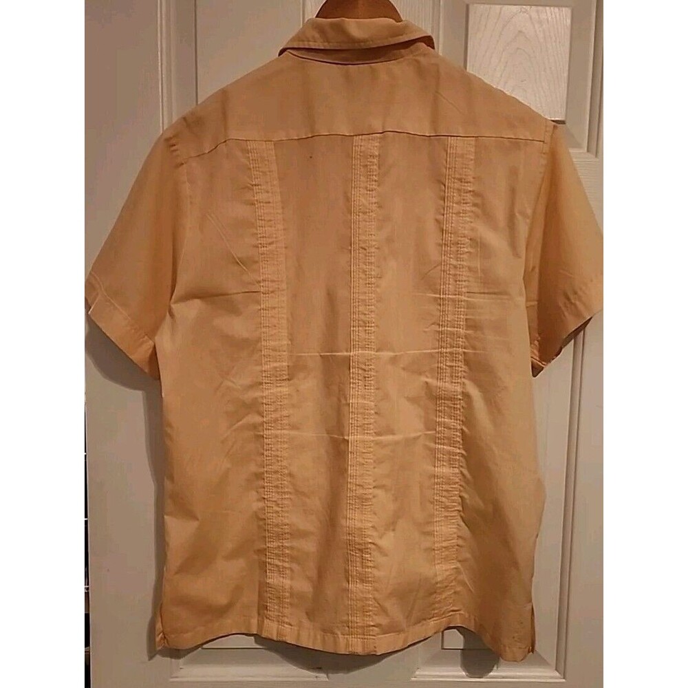 Haband Mens Button Up Shirt Yellow Embroidered Large - Picture 2 of 12